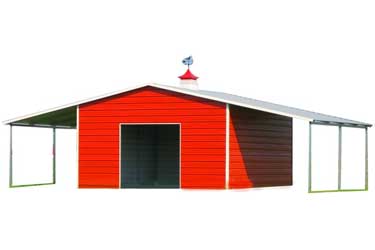 Rural Style Metal Building with Lean-to