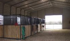 Metal horse barn with stalls
